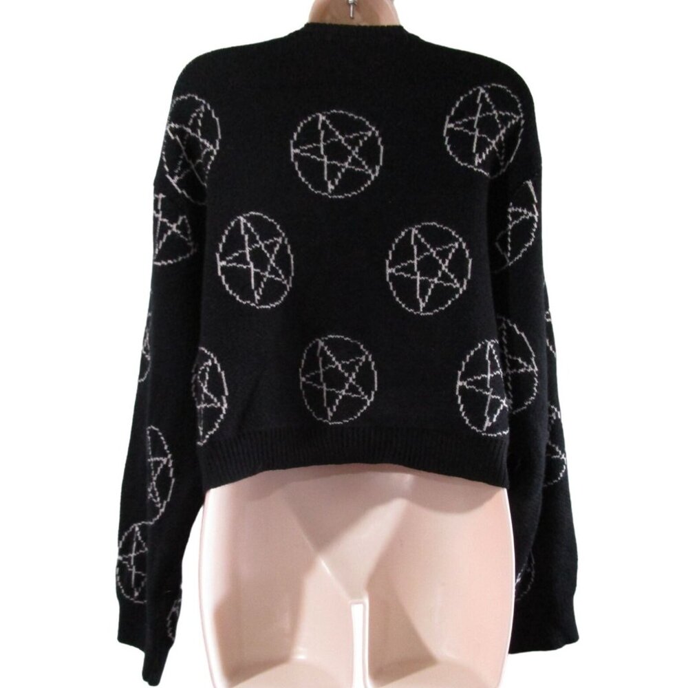 Romwe Womens 3XL Black Cardigan Gothic Emo Pentagram Halloween GUC - Picture 3 of 12